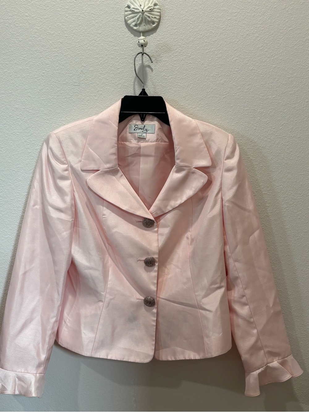 Emily Light Pink Satin Blazer